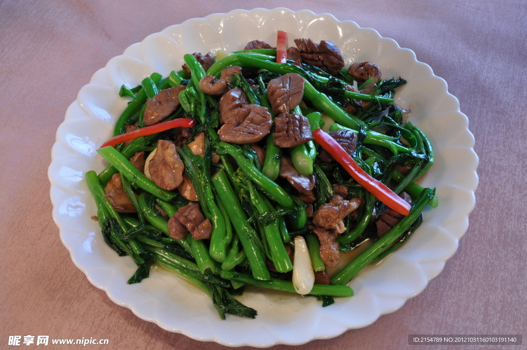 菜心炒鸡杂