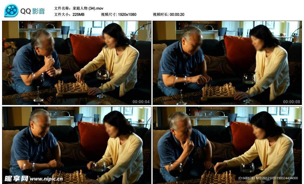 幸福夫妻下象棋高清实拍视频素材