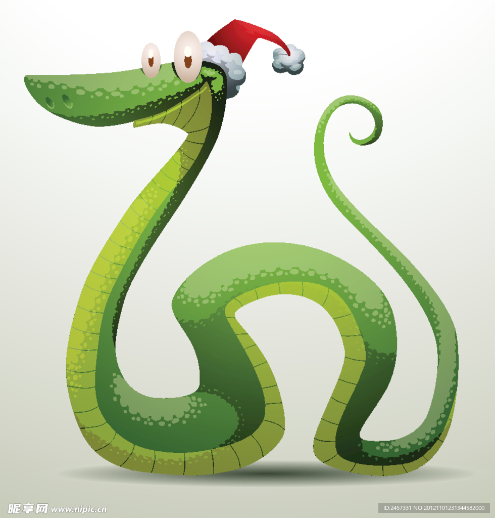 带着圣诞帽的卡通蛇
