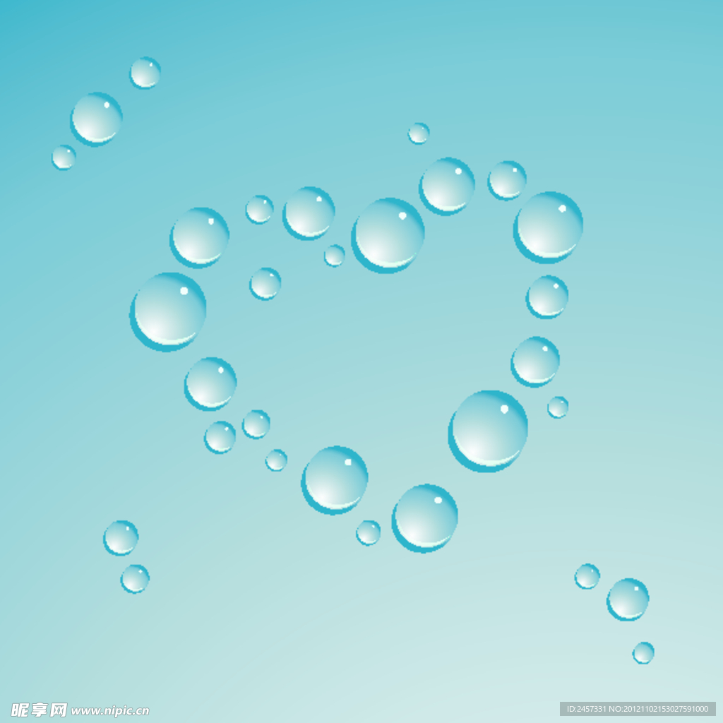 蓝色爱心水珠水滴