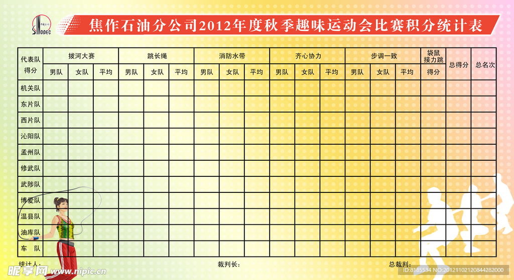 运动会积分表