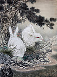 溪边双兔