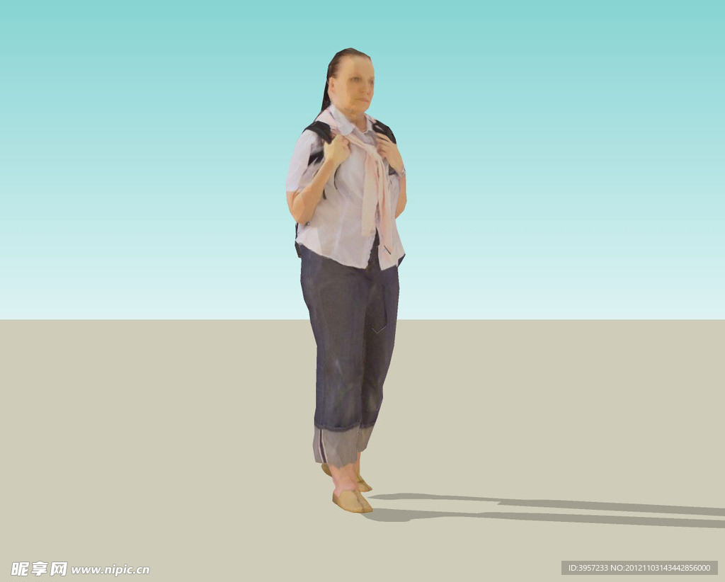 背包女3D模型