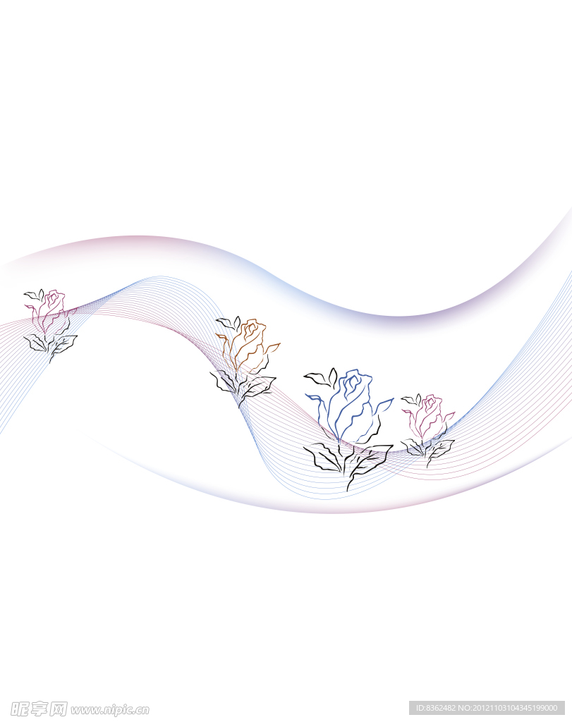 线条花朵移门