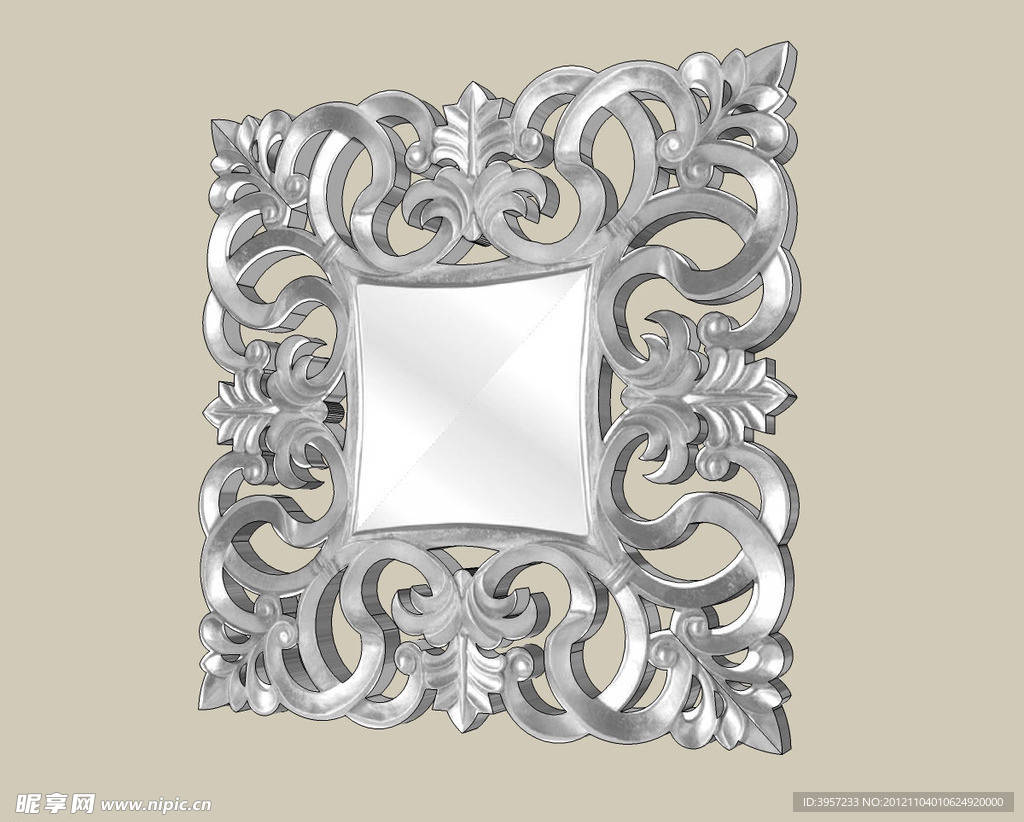 银雕花饰3D模型