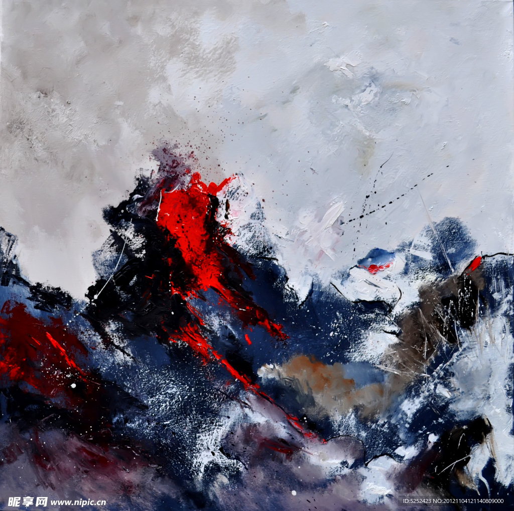 油画 抽象海浪