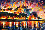 油画 海港之夜