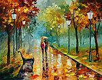 油画 公园漫步