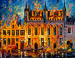 油画 庄园夜景