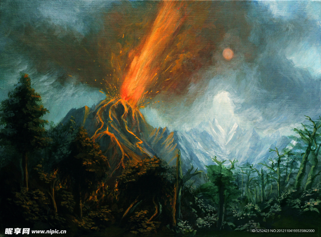 油画 火山喷发