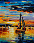 油画 海港帆船