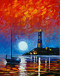 油画 海港之夜