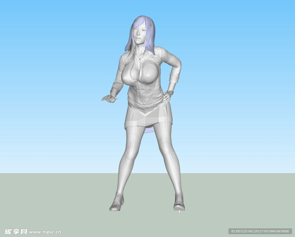 女子前倾3d模型