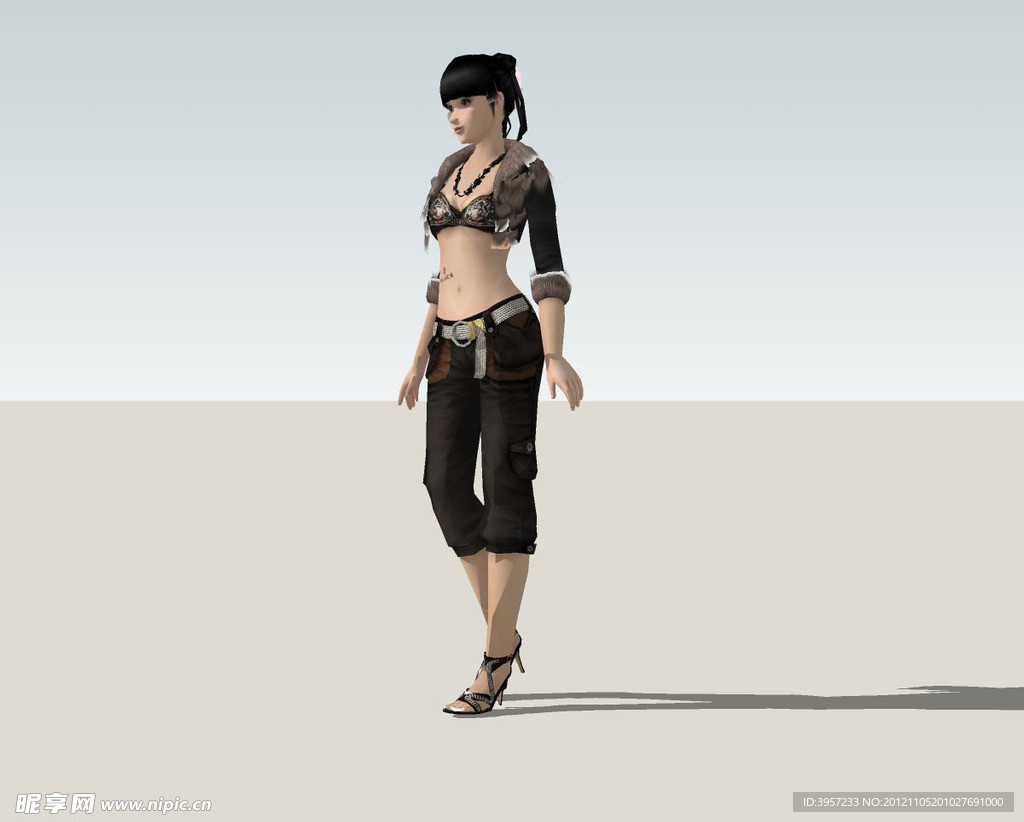 美女站式3d模型