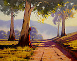 油画 山路