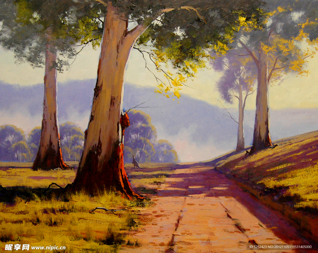 油画 山路