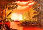 油画 河流