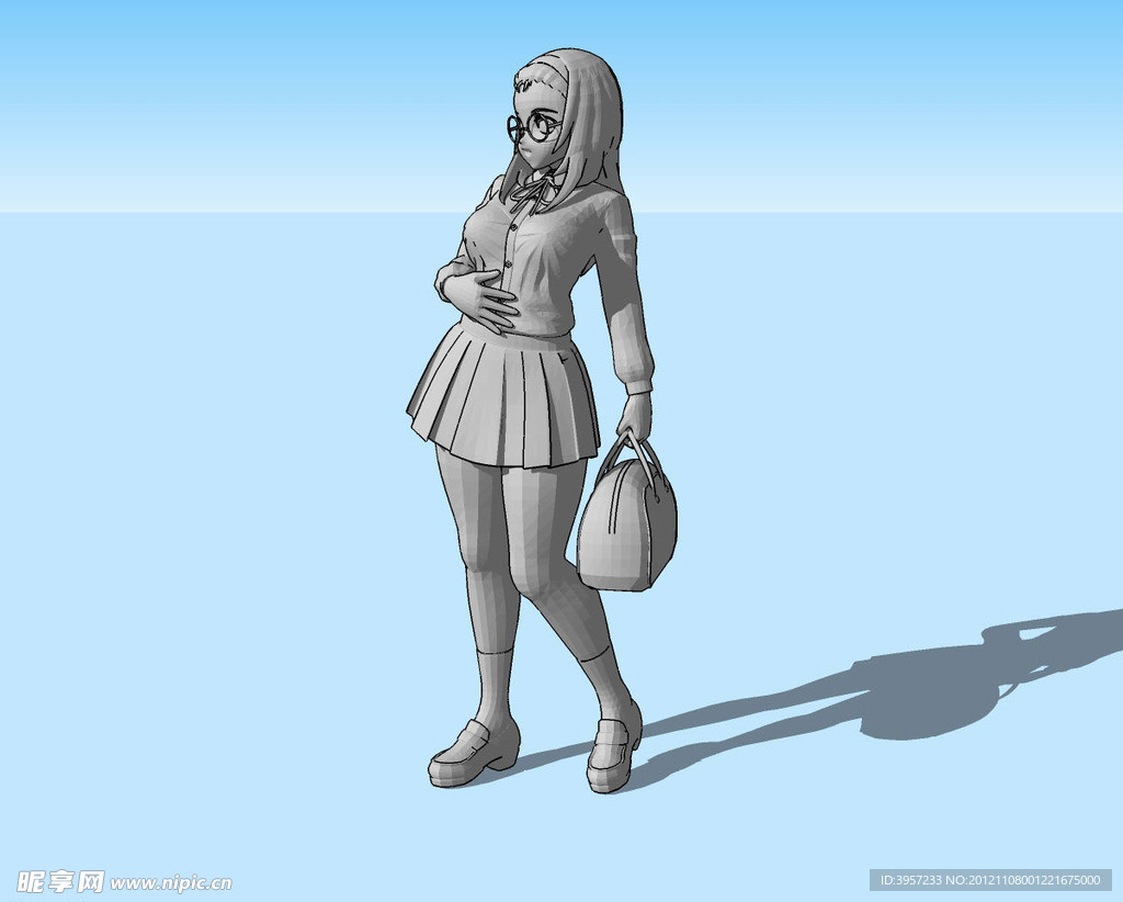 美女站式3d模型