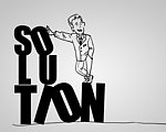 漫画寻求解决方案的商务人物