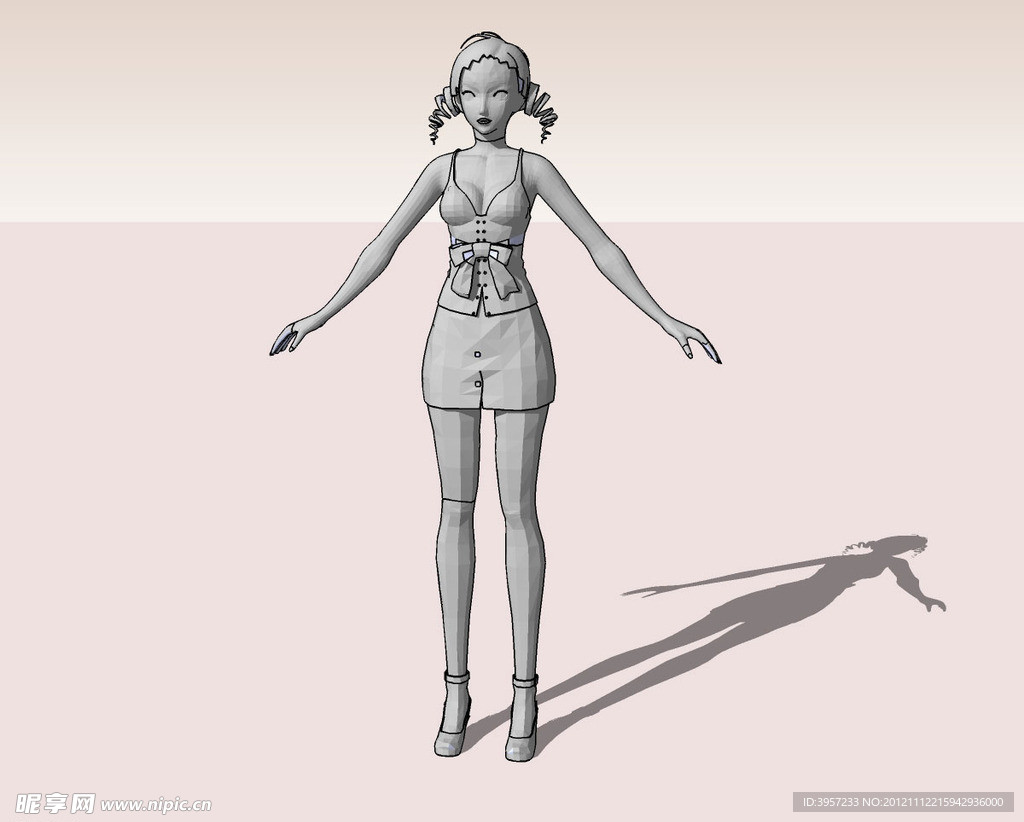 美女站式3d模型