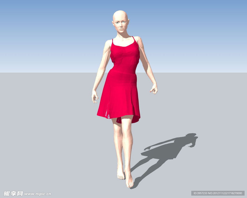 美女走路3D模型