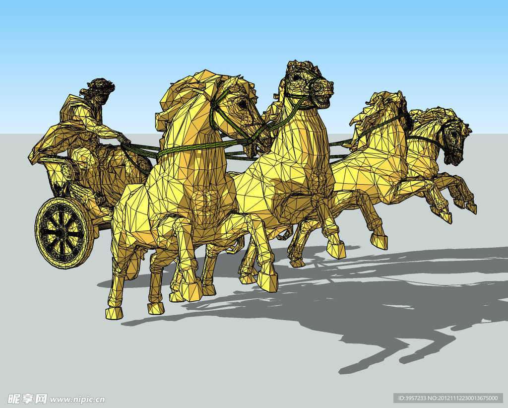 马车精细3D模型