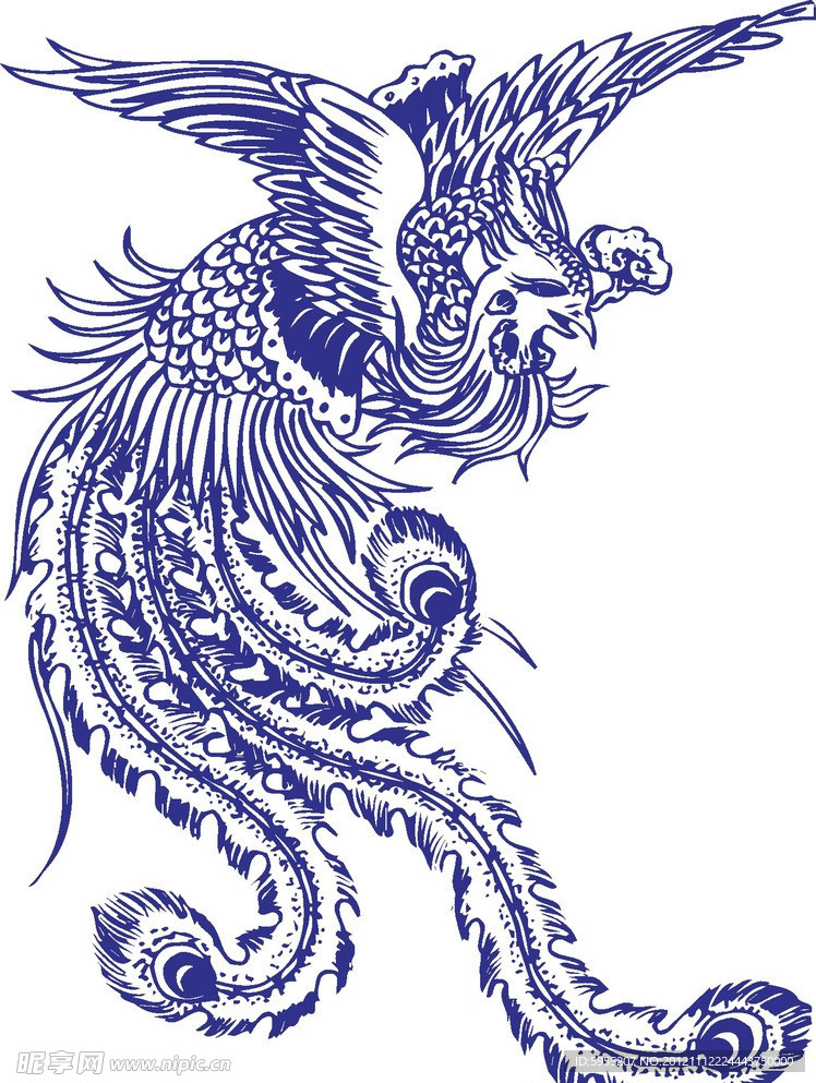 青花瓷图案 凤纹