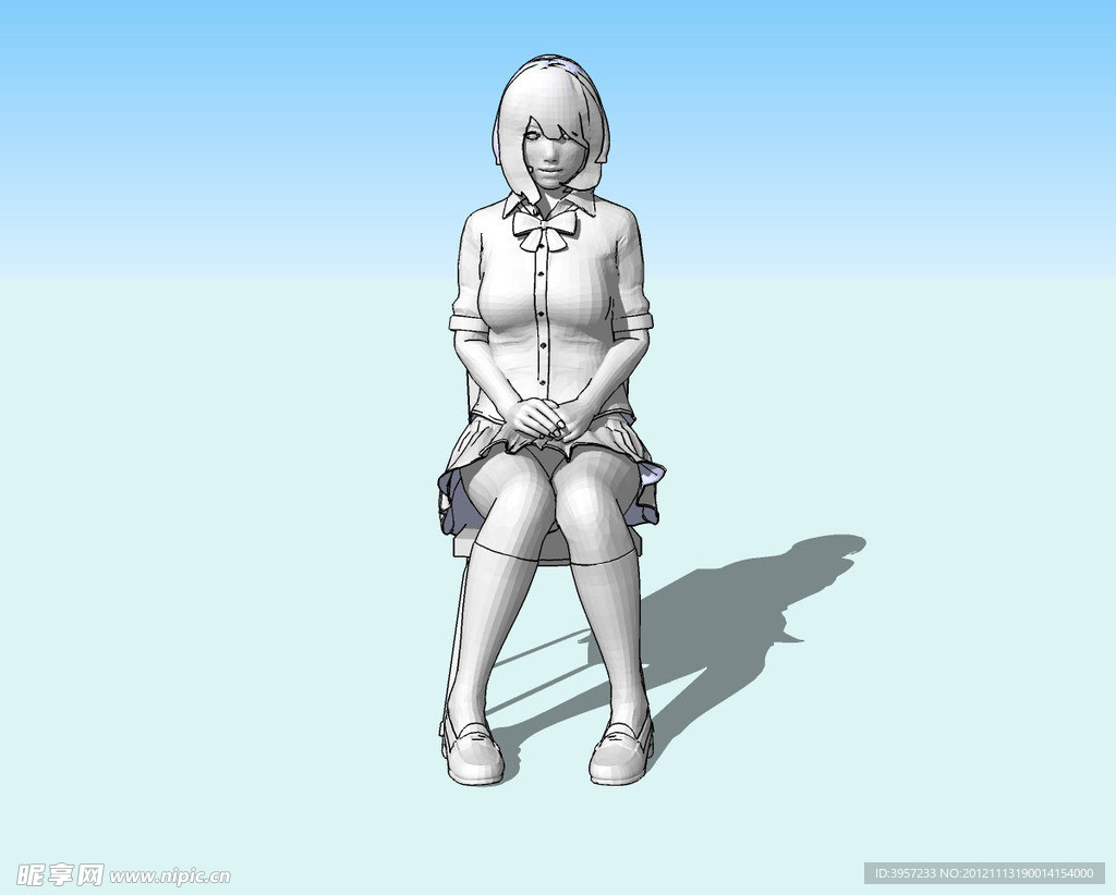 坐女3D模型