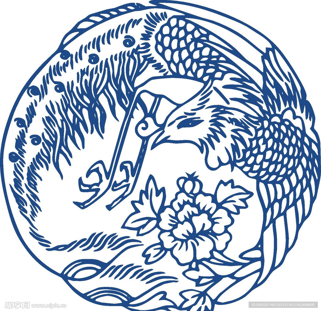 青花瓷图案 凤纹