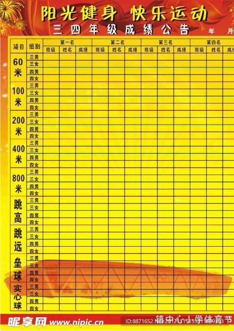 体育节运动会成绩公告