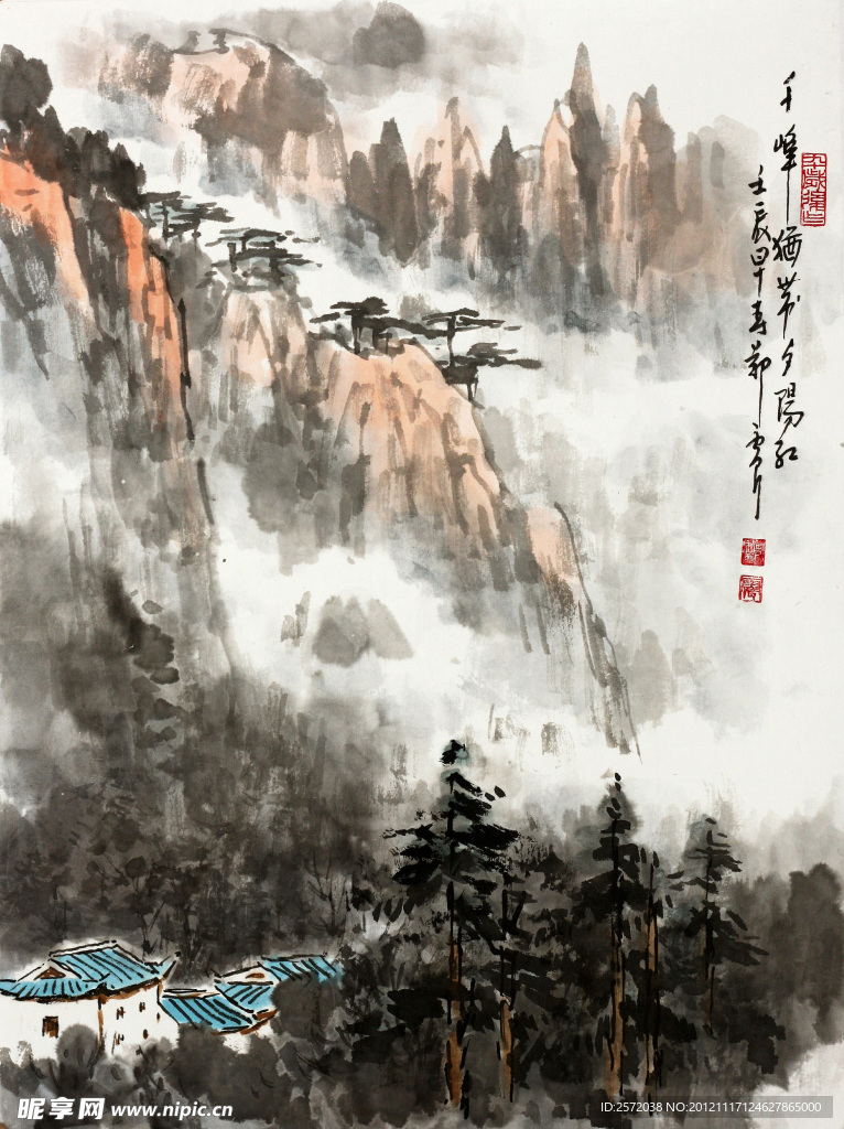 夕阳映山峰