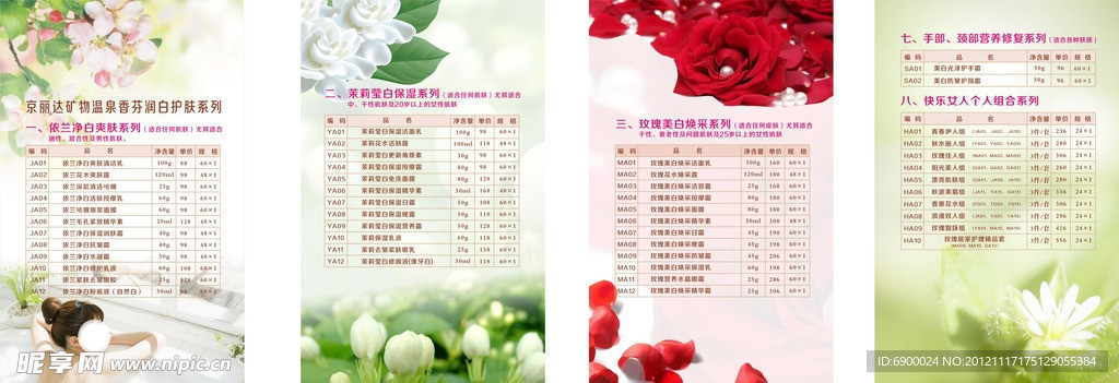 京丽达美容护肤产品价目表