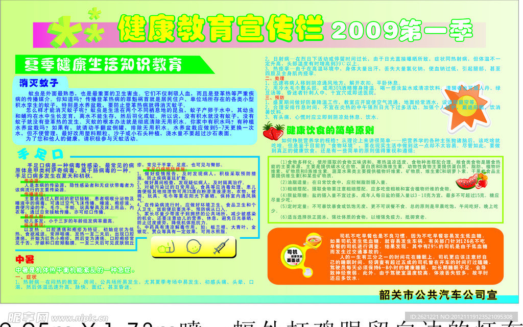 韶关市公共汽车公司健康教育宣传栏2009年第一季