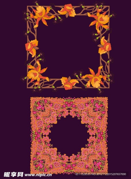 古典传统花边花纹边框图案