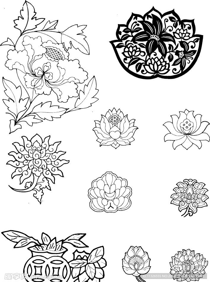 花朵花边花纹矢量图案