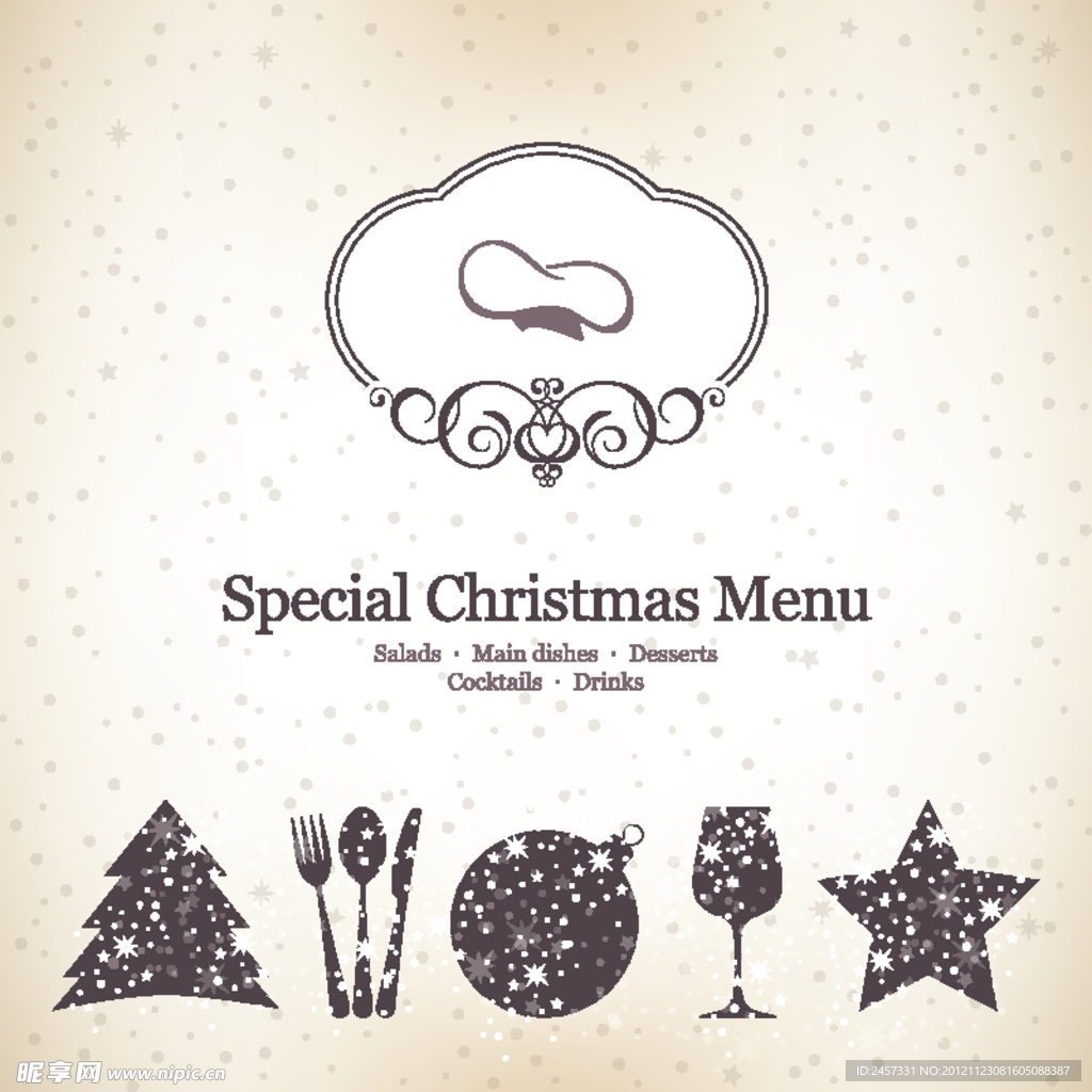 西餐厅圣诞菜单封面设计