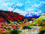 油画 山间春色