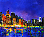 油画 都市夜景