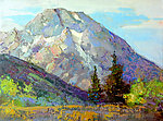 油画 山峰景色