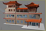 古建模型 商业街