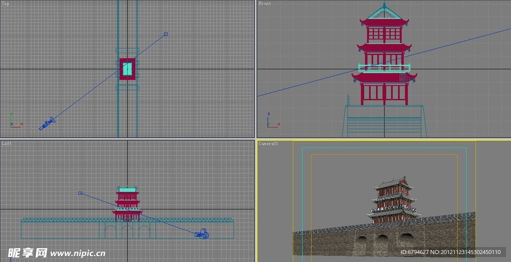 古建模型 观望海楼