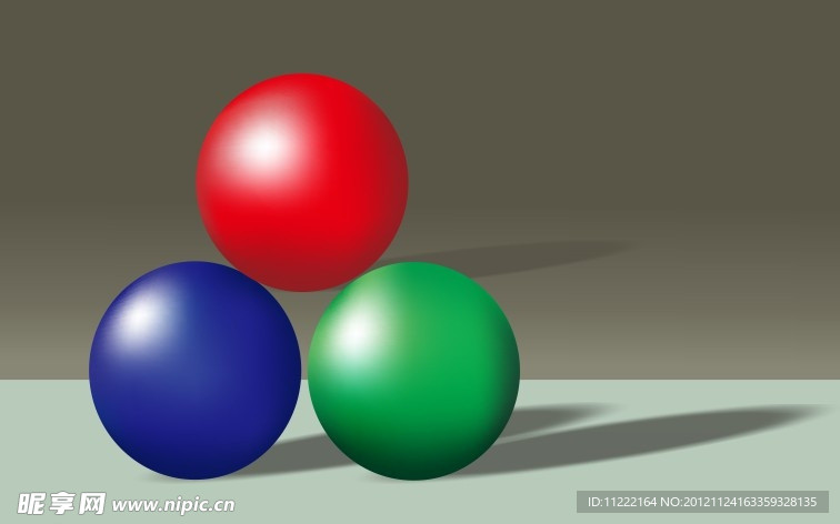 红蓝绿立体感球体 矢量图球体 高光球体