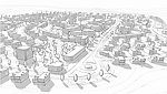素描城市建筑群
