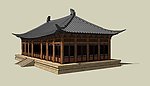 古建模型 小庑殿顶建筑