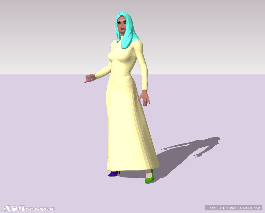 美女站式3d模型