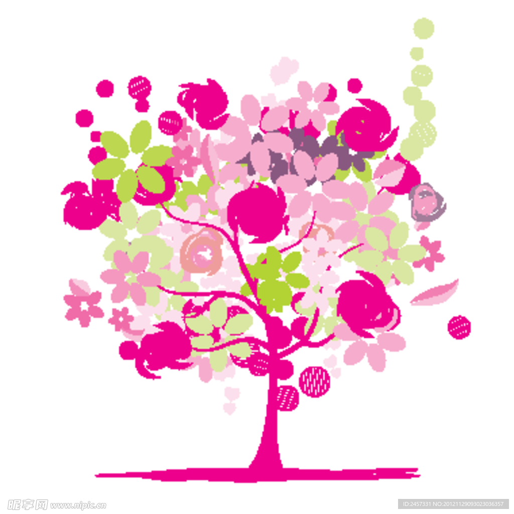 粉色浪漫花纹树木