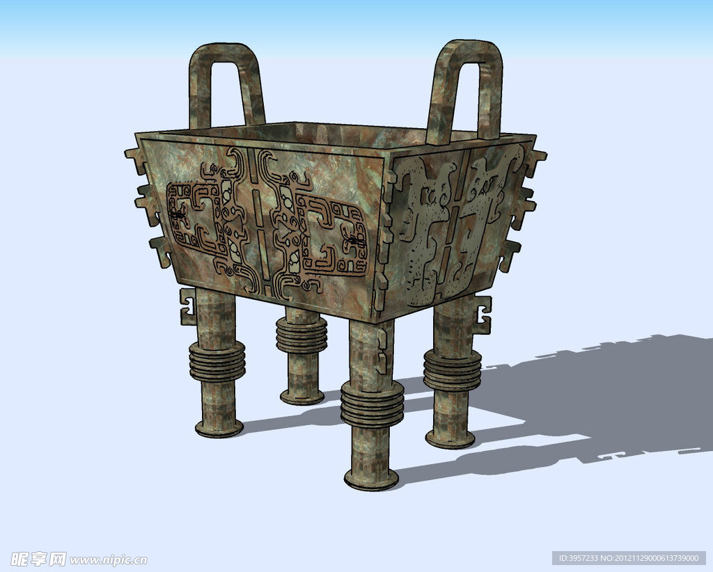 铜鼎精细3D模型