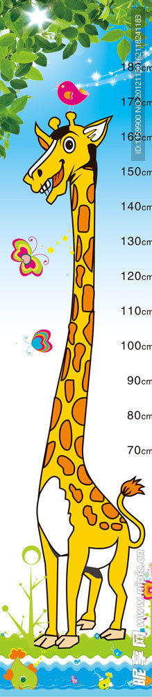 测身高 长颈鹿 卡通
