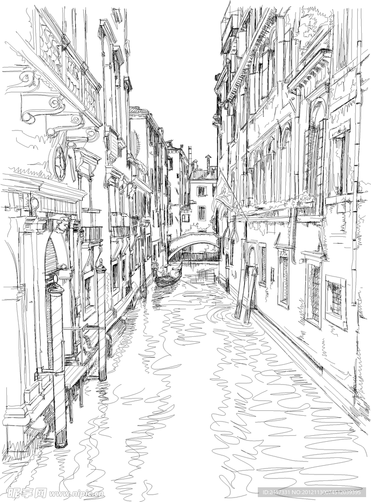 素描沿海城镇