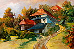 房屋风景油画